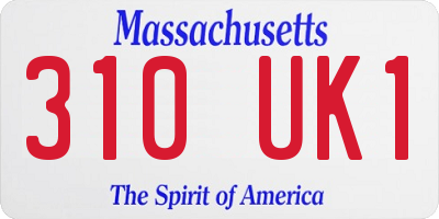 MA license plate 310UK1