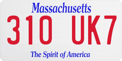 MA license plate 310UK7
