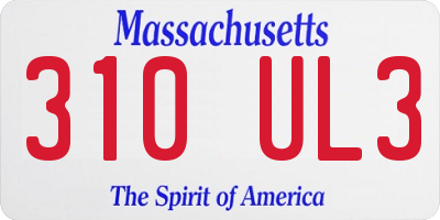 MA license plate 310UL3