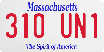 MA license plate 310UN1