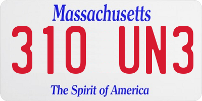 MA license plate 310UN3