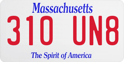 MA license plate 310UN8