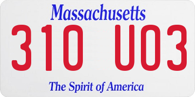 MA license plate 310UO3