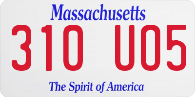MA license plate 310UO5