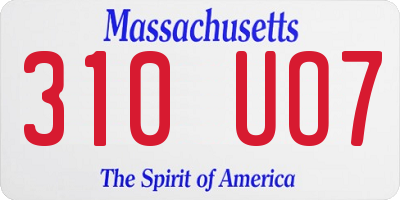 MA license plate 310UO7