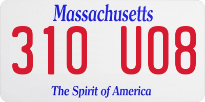 MA license plate 310UO8