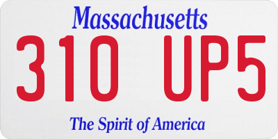 MA license plate 310UP5