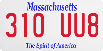 MA license plate 310UU8