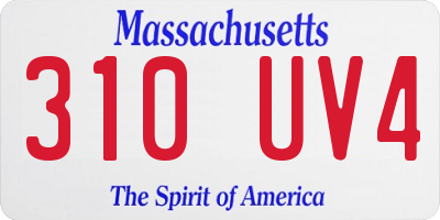 MA license plate 310UV4
