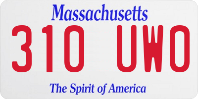 MA license plate 310UW0
