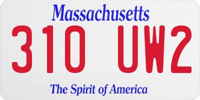 MA license plate 310UW2