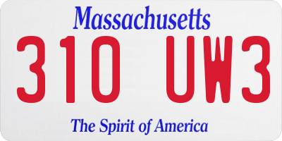 MA license plate 310UW3