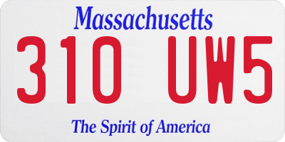 MA license plate 310UW5
