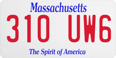 MA license plate 310UW6