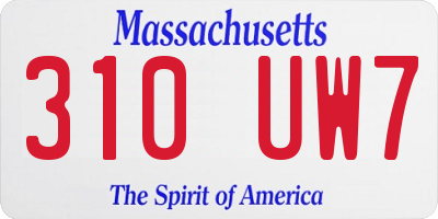 MA license plate 310UW7