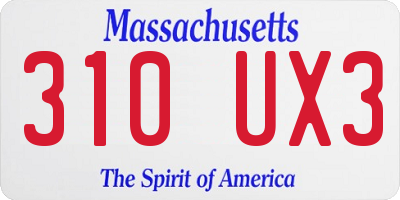 MA license plate 310UX3
