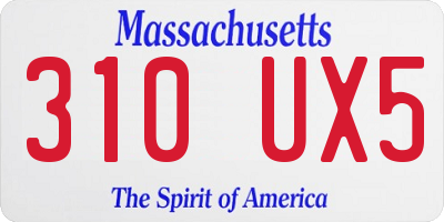 MA license plate 310UX5