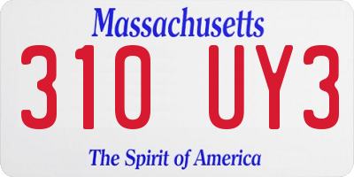 MA license plate 310UY3