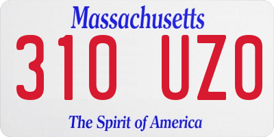 MA license plate 310UZ0