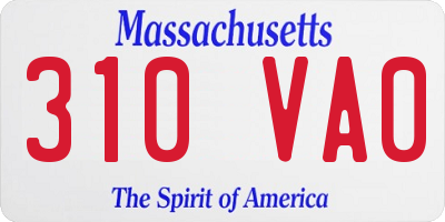 MA license plate 310VA0