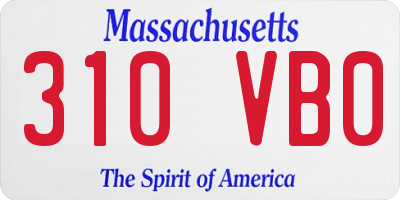 MA license plate 310VB0