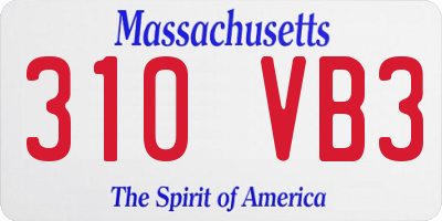 MA license plate 310VB3