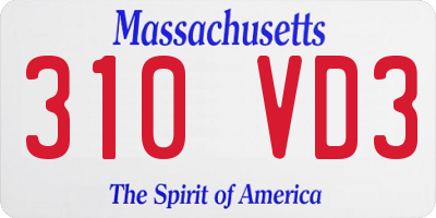 MA license plate 310VD3