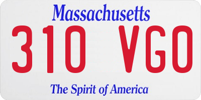 MA license plate 310VG0