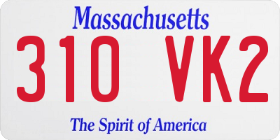 MA license plate 310VK2