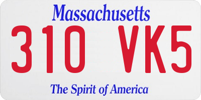 MA license plate 310VK5