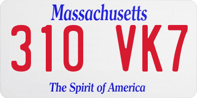 MA license plate 310VK7