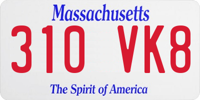 MA license plate 310VK8