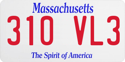 MA license plate 310VL3