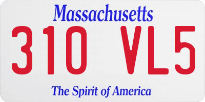 MA license plate 310VL5