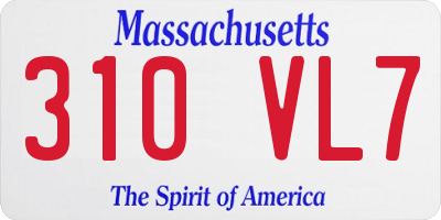 MA license plate 310VL7