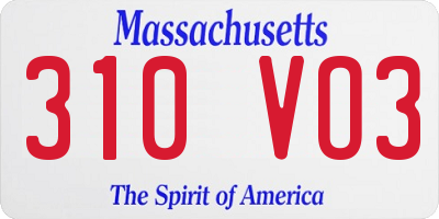 MA license plate 310VO3