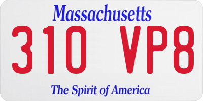 MA license plate 310VP8
