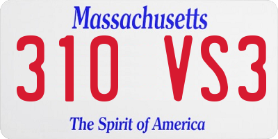 MA license plate 310VS3