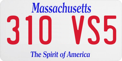 MA license plate 310VS5