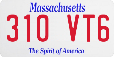 MA license plate 310VT6