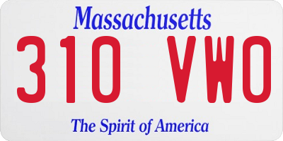 MA license plate 310VW0