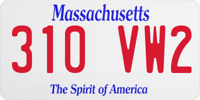 MA license plate 310VW2