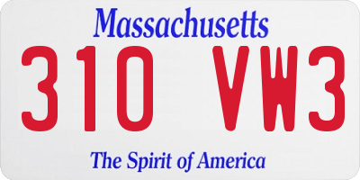 MA license plate 310VW3