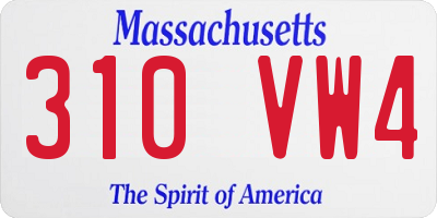 MA license plate 310VW4