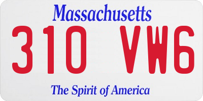MA license plate 310VW6