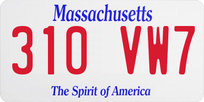 MA license plate 310VW7