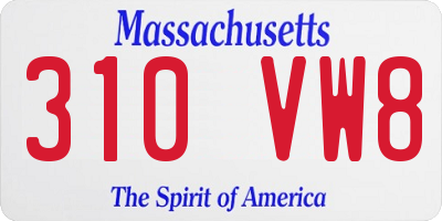 MA license plate 310VW8