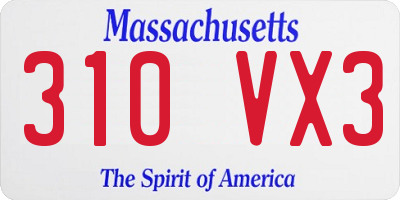 MA license plate 310VX3