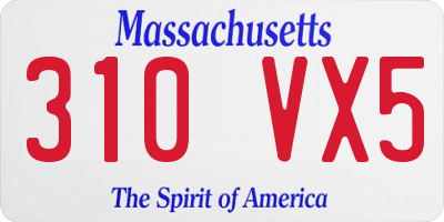 MA license plate 310VX5