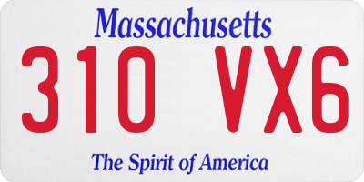 MA license plate 310VX6